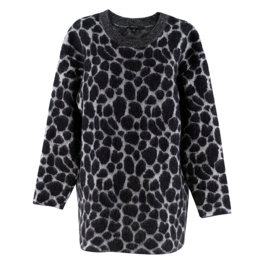 black and gray leopard print sweater