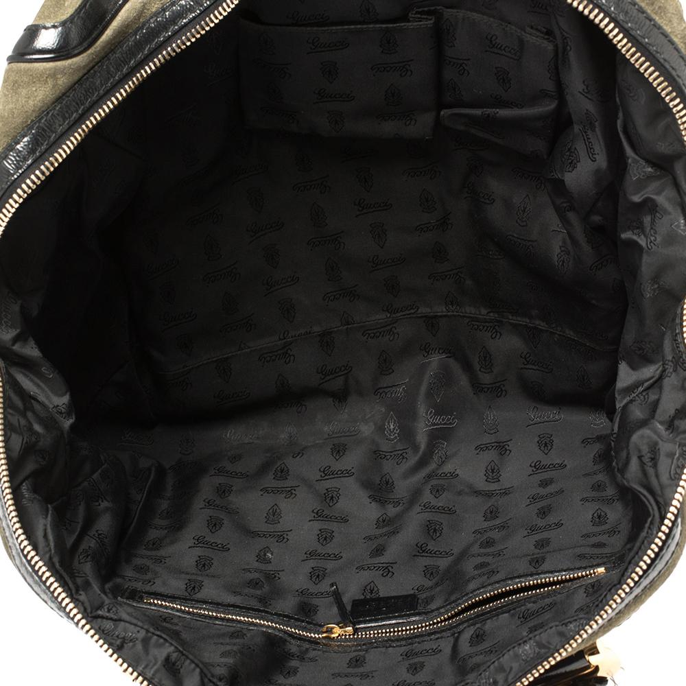 Gucci Black/Grey Suede and Patent Leather Aviatrix Large Boston Bag 7