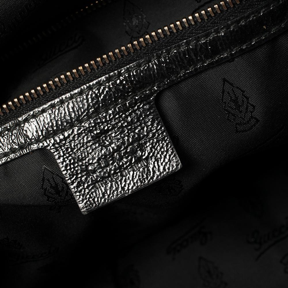 Gucci Black/Grey Suede and Patent Leather Aviatrix Large Boston Bag 4