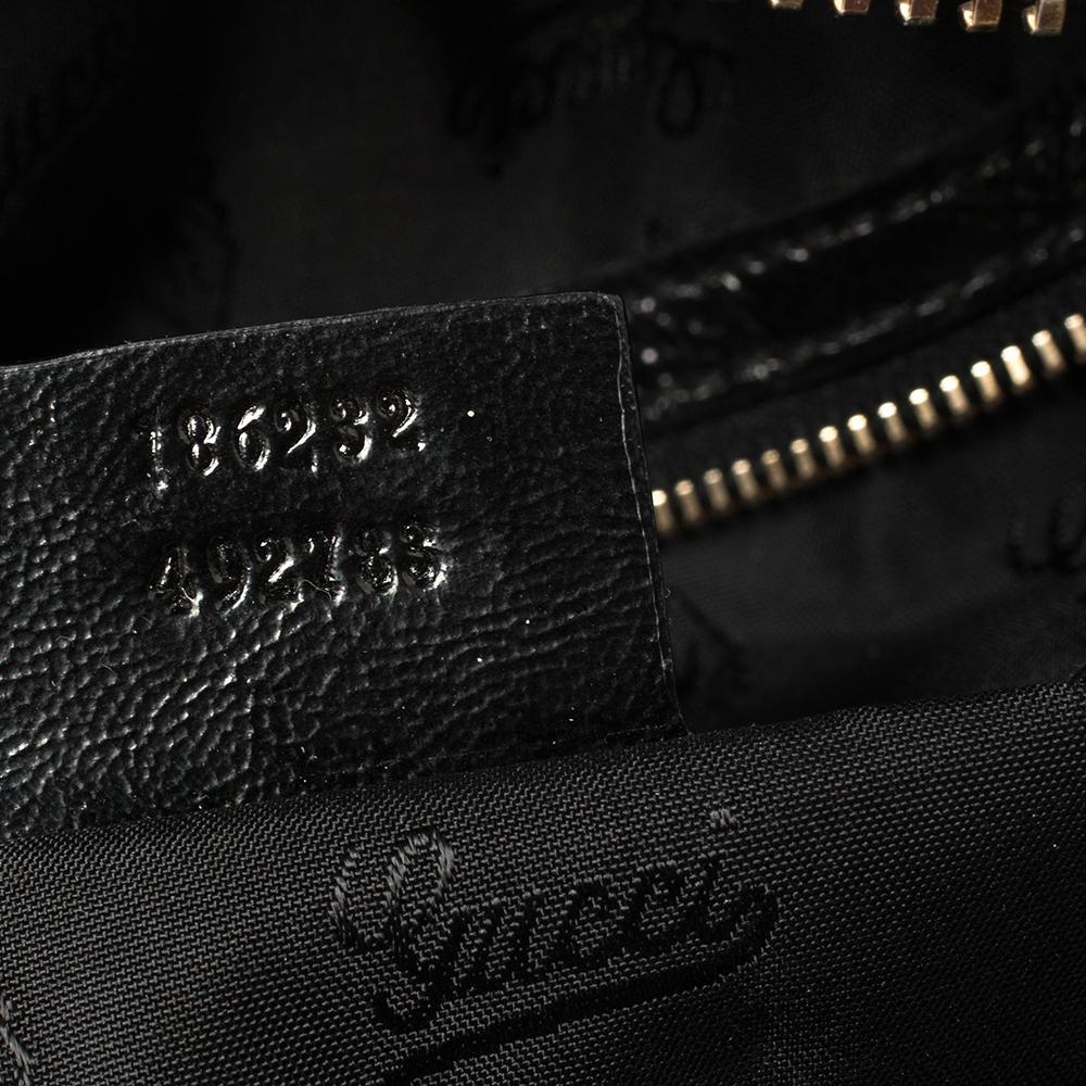 Gucci Black/Grey Suede and Patent Leather Aviatrix Large Boston Bag 5