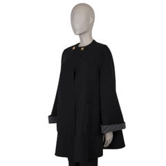 GUCCI black & grey wool 2023 REVERSIBLE DIAGONAL G Coat Jacket 38 XS