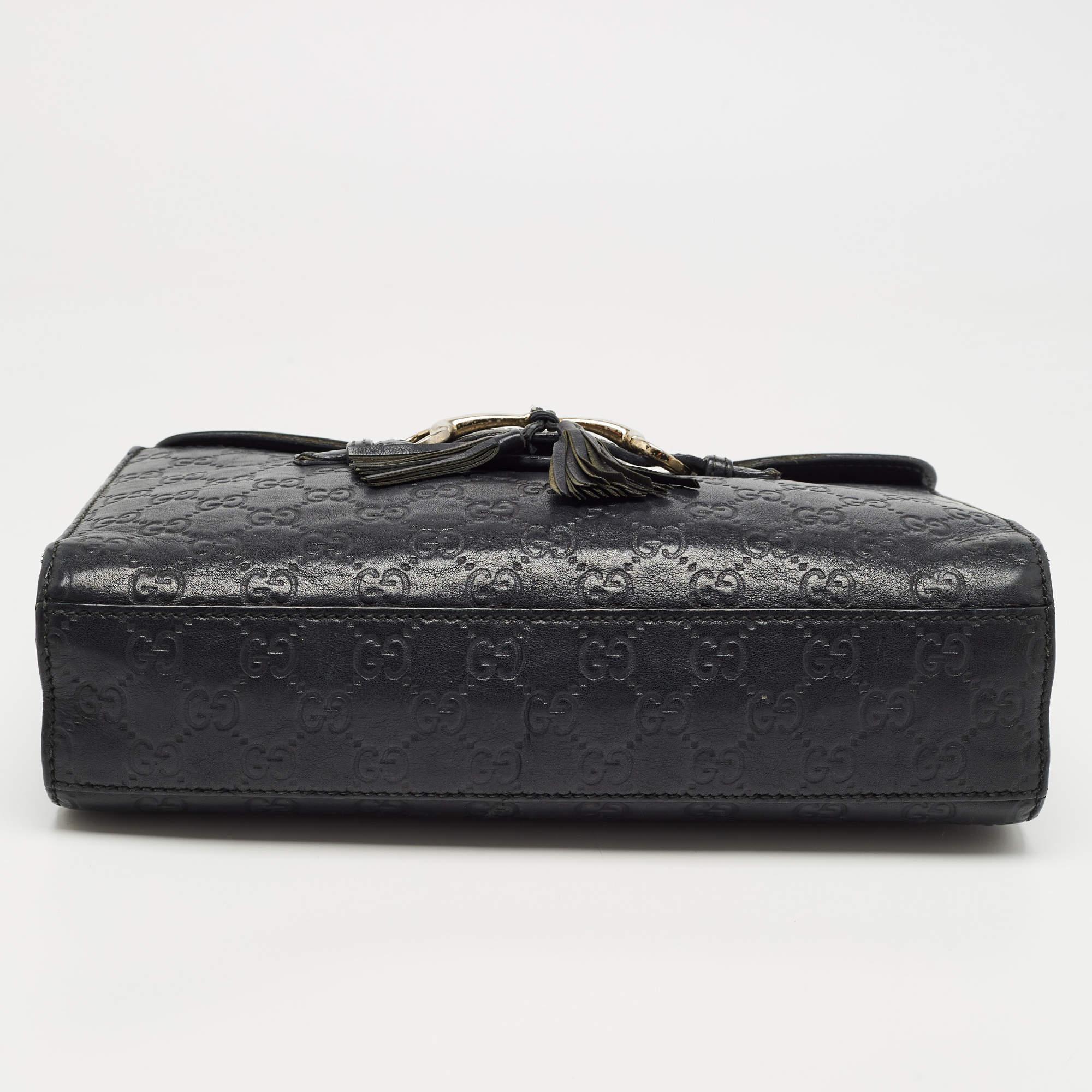 Women's Gucci Black Guccisima Leather Medium Emily Shoulder Bag For Sale