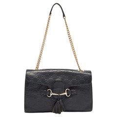 Gucci Bolso de hombro Emily mediano de piel Guccisima negro