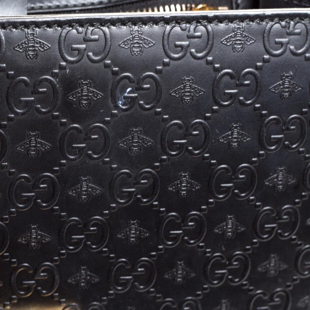 Gucci Black Guccissima Bee Embossed Leather Medium Padlock Shoulder Bag 4