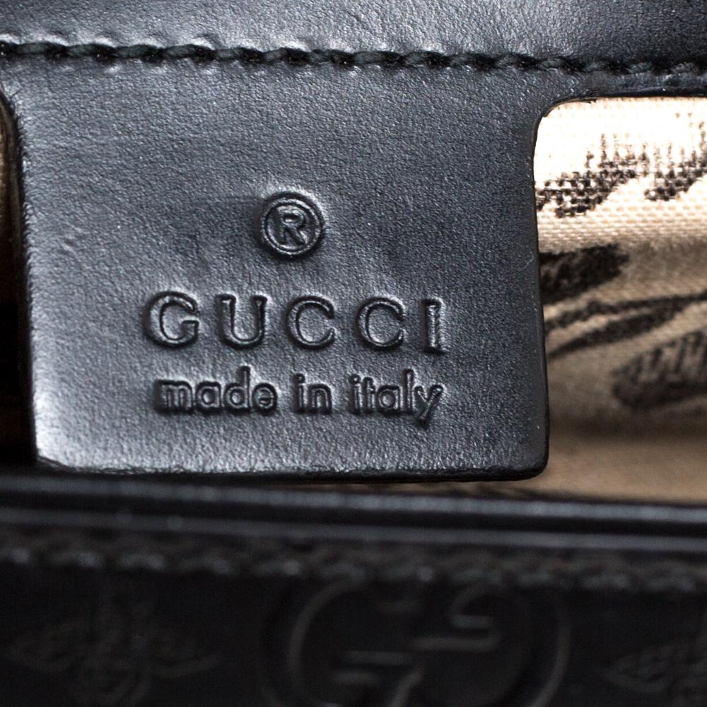 Gucci Black Guccissima Bee Embossed Leather Medium Padlock Shoulder Bag 5