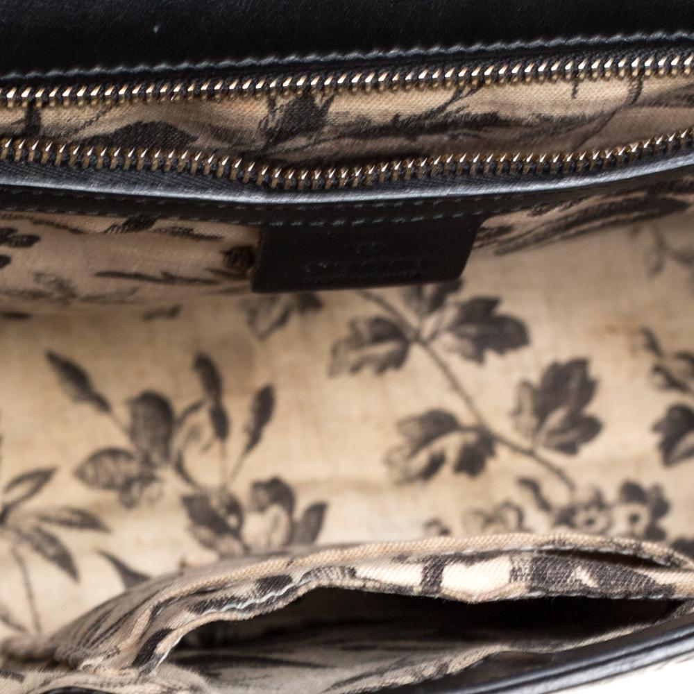 Gucci Black Guccissima Bee Embossed Leather Medium Padlock Shoulder Bag 6