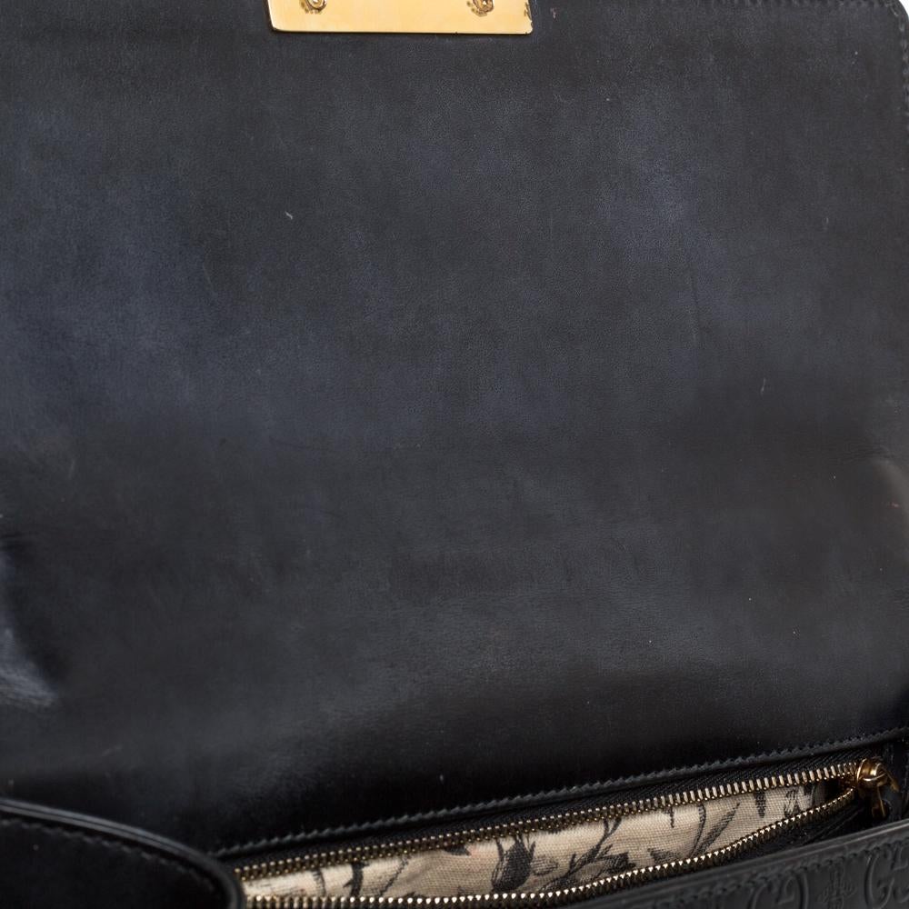 Women's Gucci Black Guccissima Bee Embossed Leather Medium Padlock Shoulder Bag