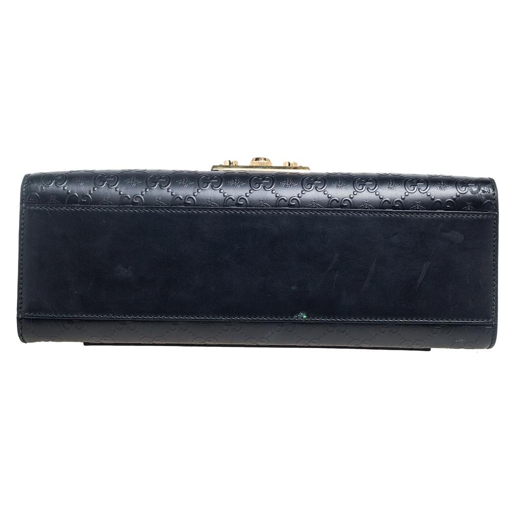 Gucci Black Guccissima Bee Embossed Leather Medium Padlock Shoulder Bag In Good Condition In Dubai, Al Qouz 2