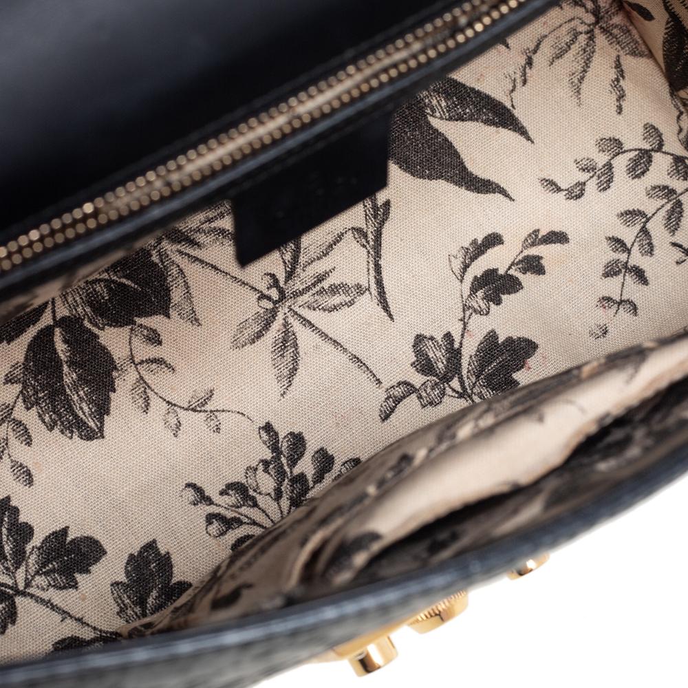 Gucci Black Guccissima Bee Embossed Leather Medium Padlock Shoulder Bag 1