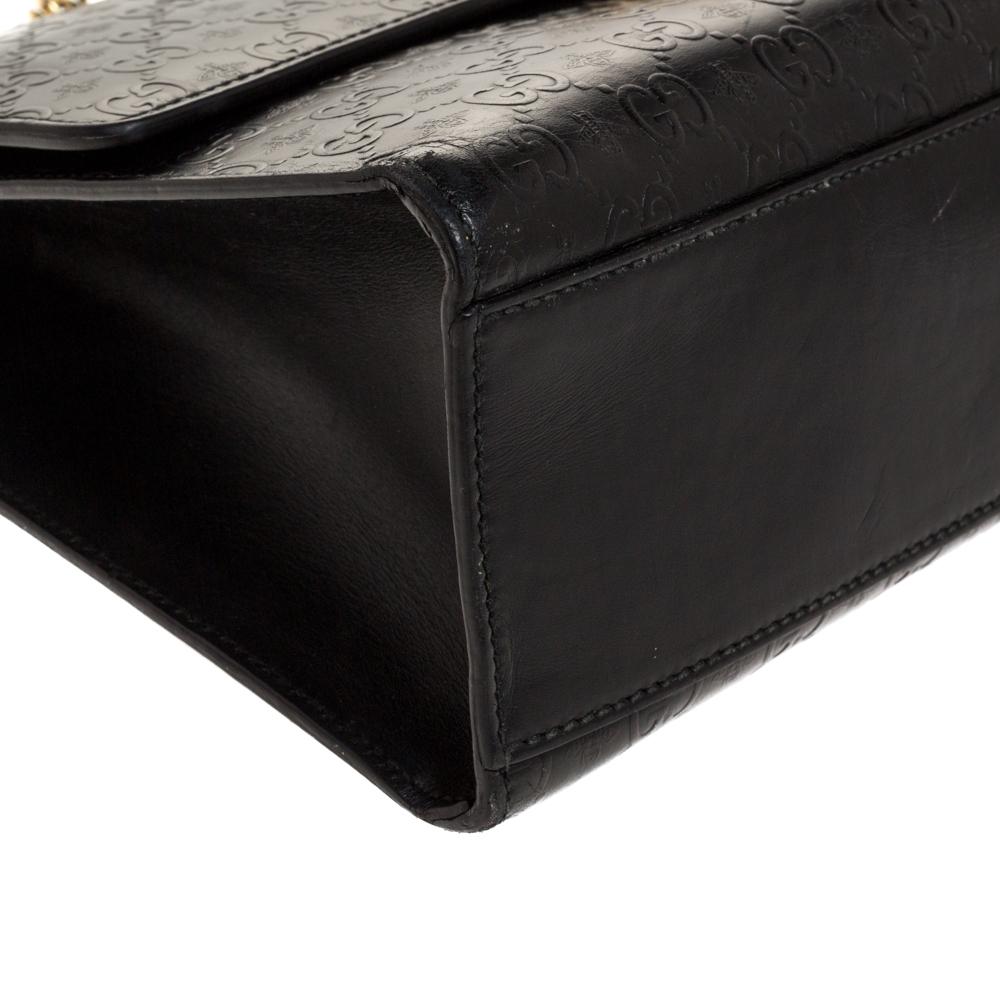 Gucci Black Guccissima Bee Embossed Leather Medium Padlock Shoulder Bag 3