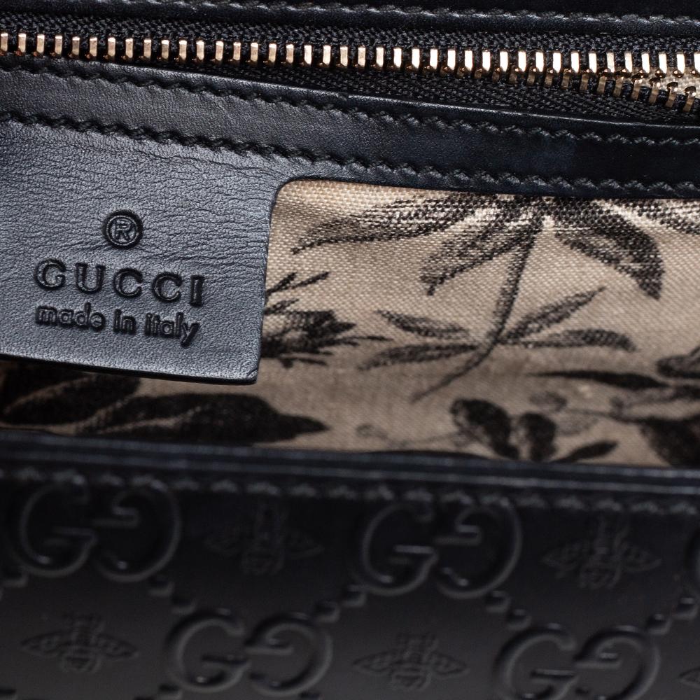 Gucci Black Guccissima Bee Embossed Leather Medium Padlock Shoulder Bag 3