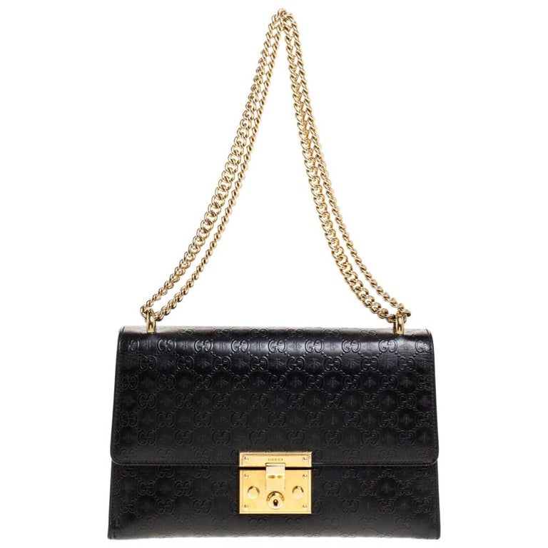 Gucci Black Guccissima Bee Embossed Leather Padlock Shoulder Bag at 1stDibs | gucci leather embossed bag, gucci bag, gucci embossed leather bag