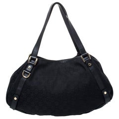 Gucci Black Guccissima Canvas and Leather Medium Abbey Hobo