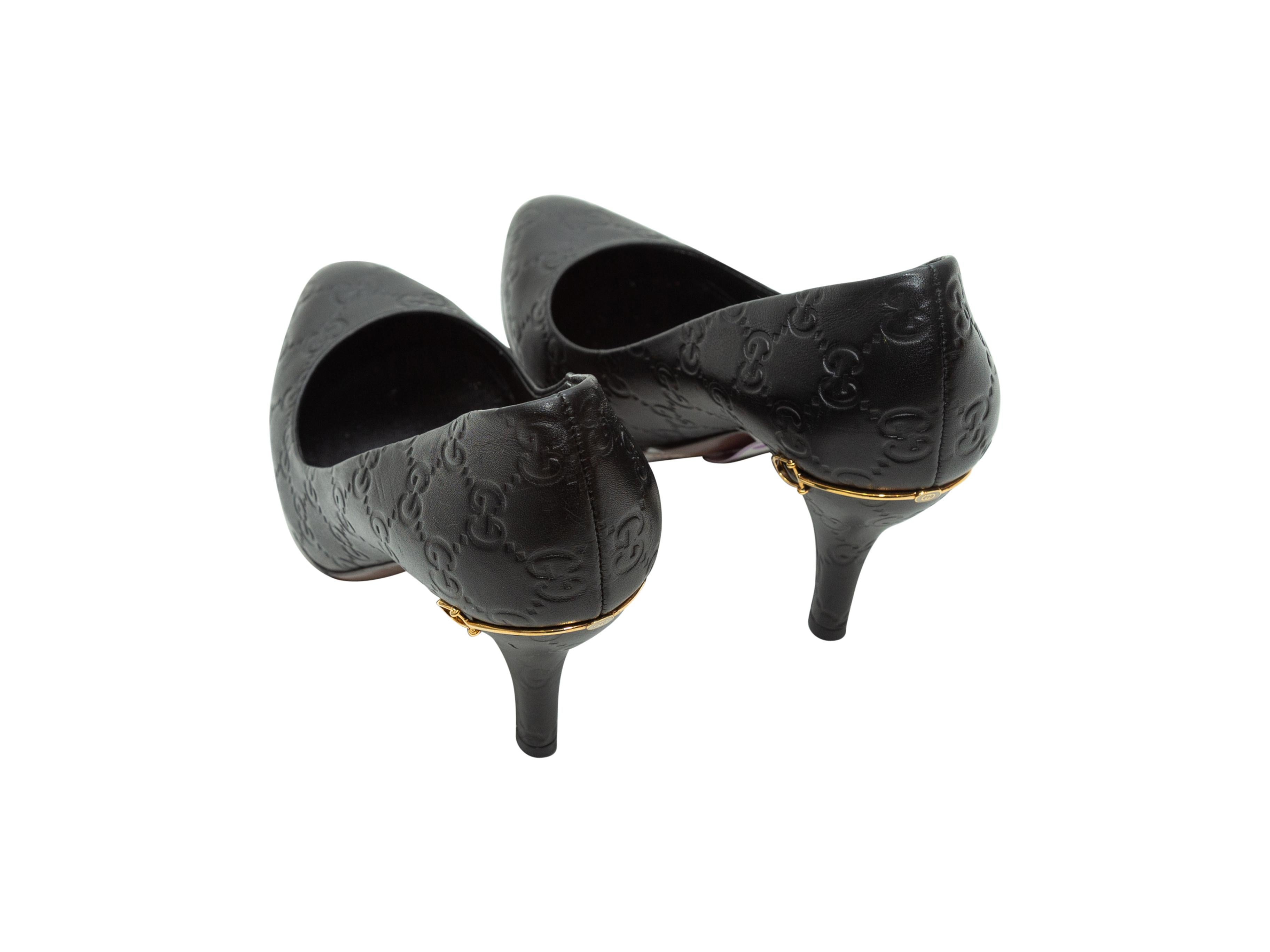 Gucci Black Guccissima Horsebit-Accented Heels In Good Condition In New York, NY