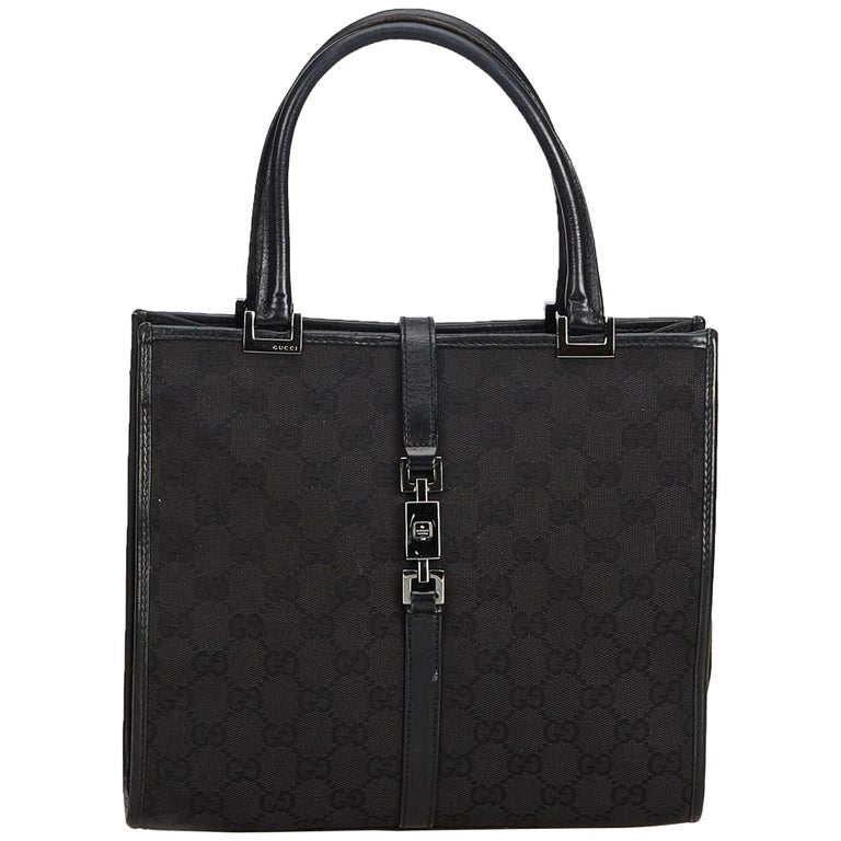 Gucci Black Guccissima Jacquard Jackie Tote at 1stdibs