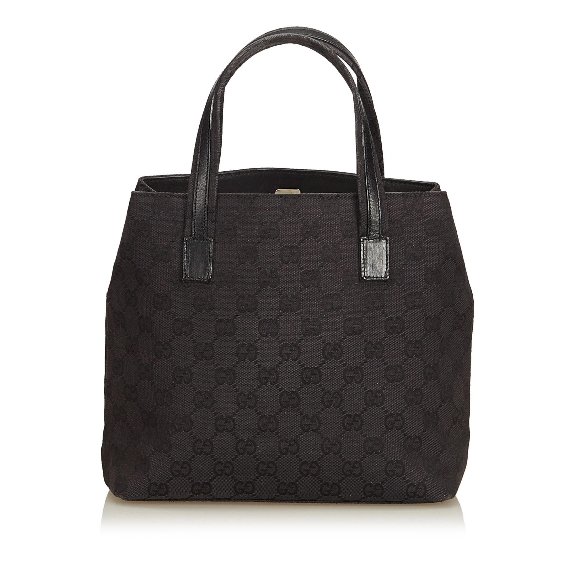 Gucci Black Guccissima Jacquard Tote In Good Condition For Sale In Orlando, FL