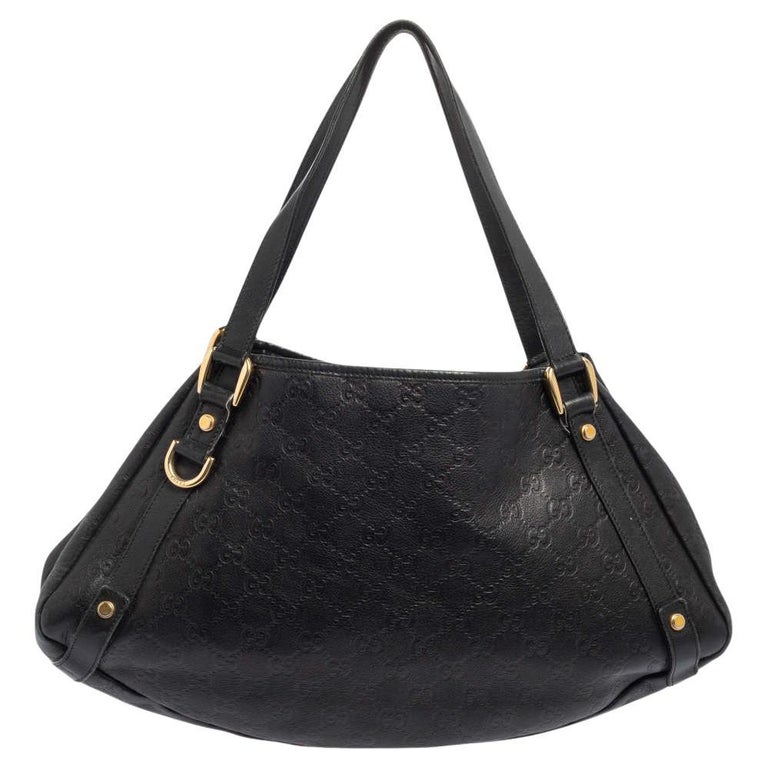 Gucci Black Guccissima Leather Abbey Tote For Sale at 1stDibs