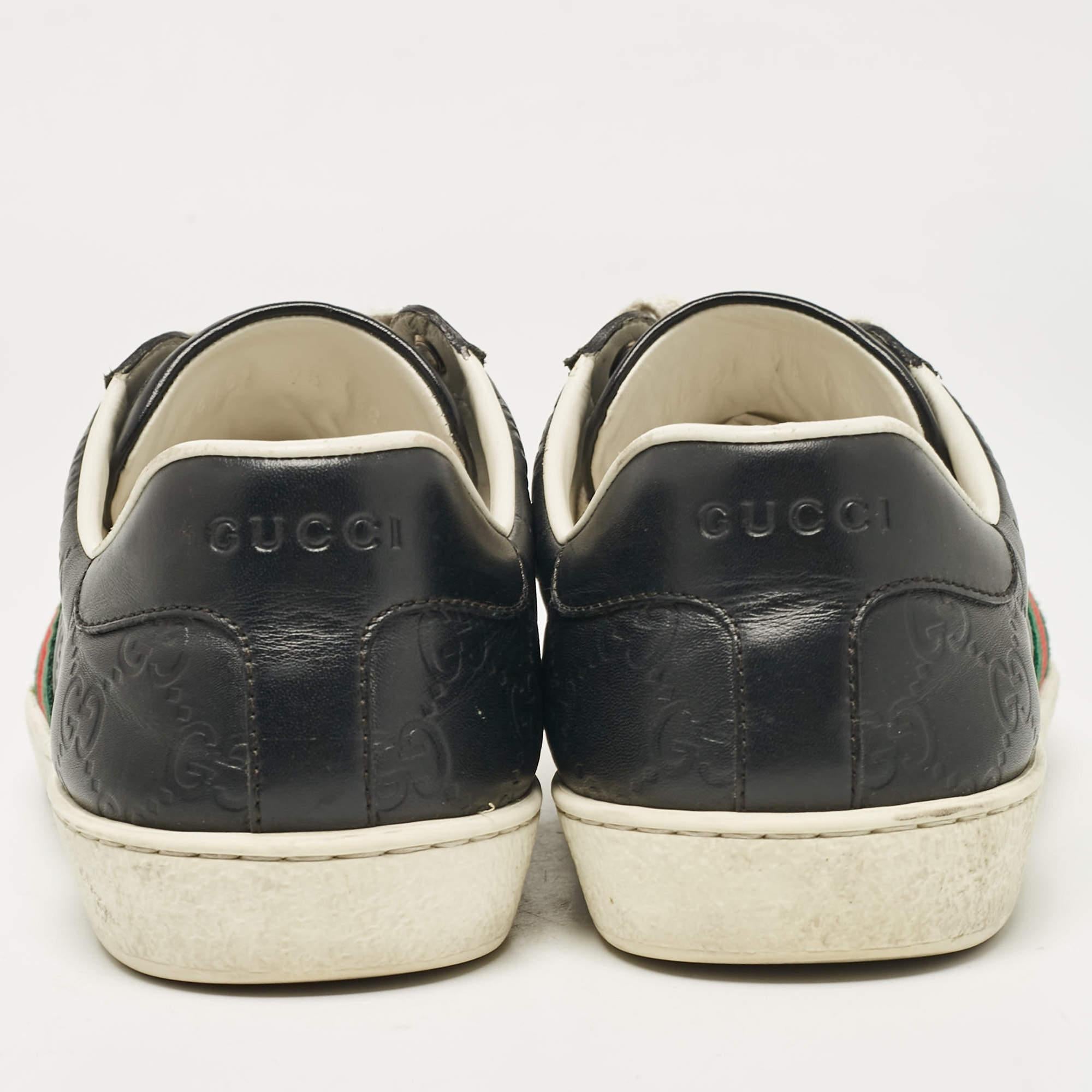 Gucci Black Guccissima Leather Ace Sneakers Size 41.5 1