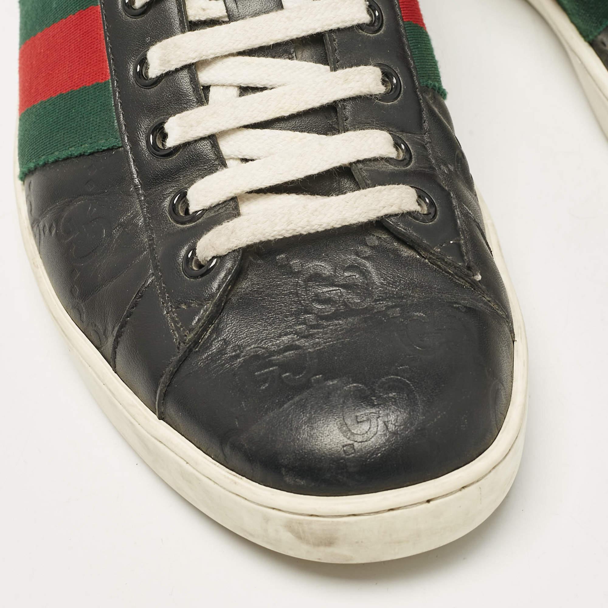 Gucci Black Guccissima Leather Ace Sneakers Size 41.5 3