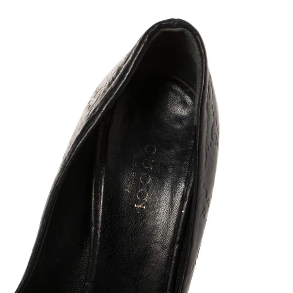 Gucci Black Guccissima Leather Adina Horsebit Pointed Toe Pumps Size 36 3