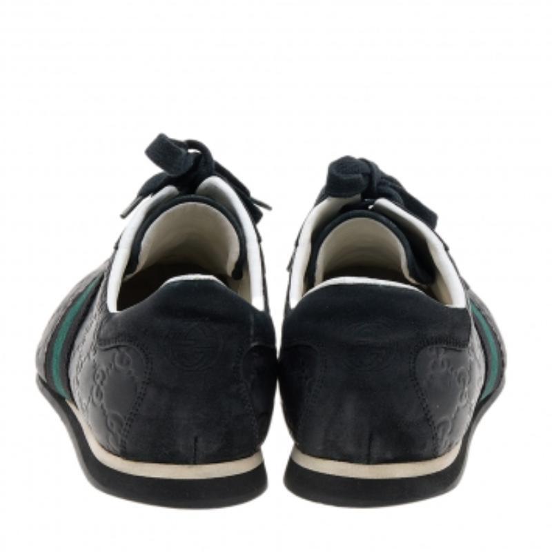 Gucci Nero Guccissima, pelle e pelle scamosciata con dettaglio Web, scarpe da ginnastica basse taglia 42 In condizioni discrete in vendita a Dubai, Al Qouz 2