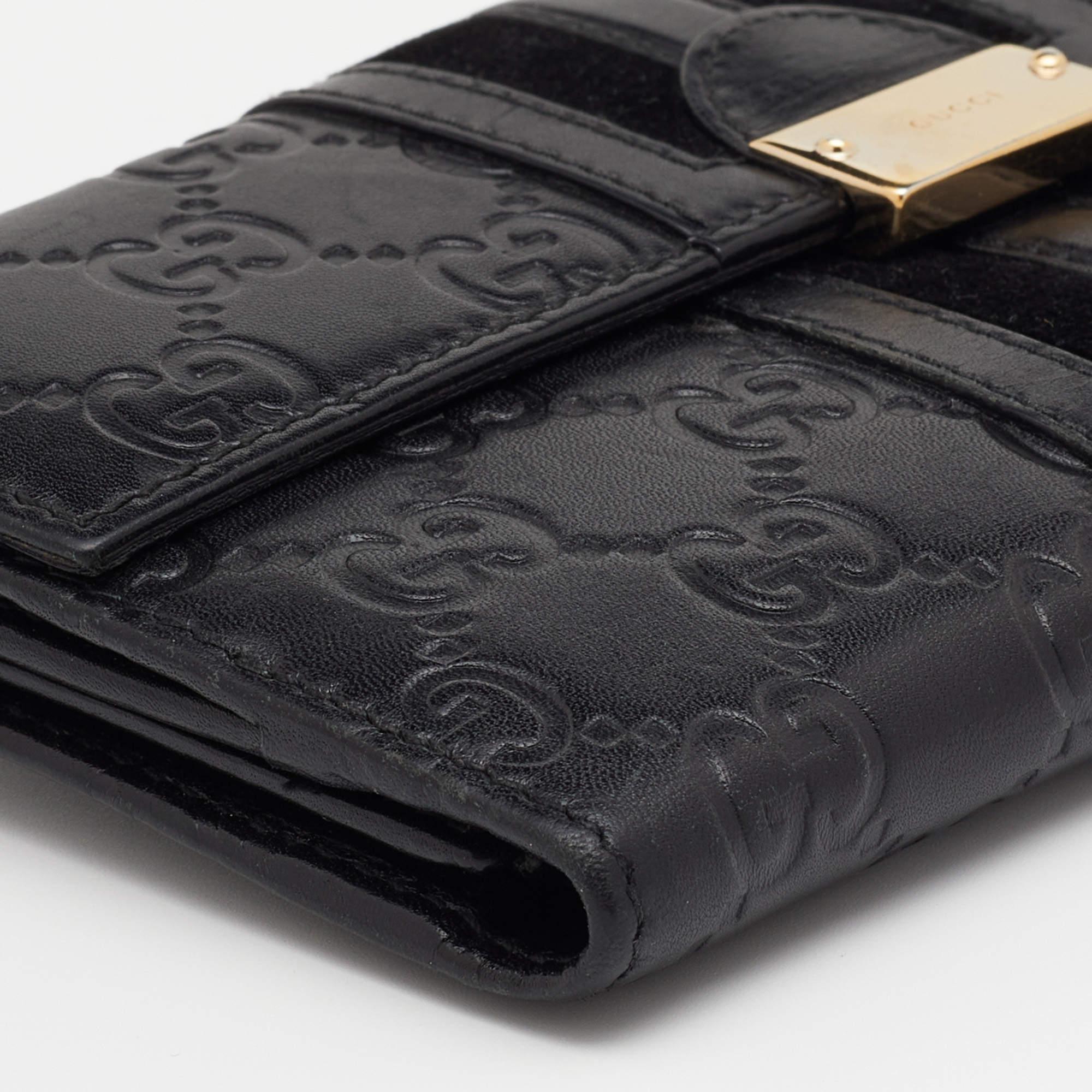 Gucci Black Guccissima Leather Bifold Flap Long Wallet 7