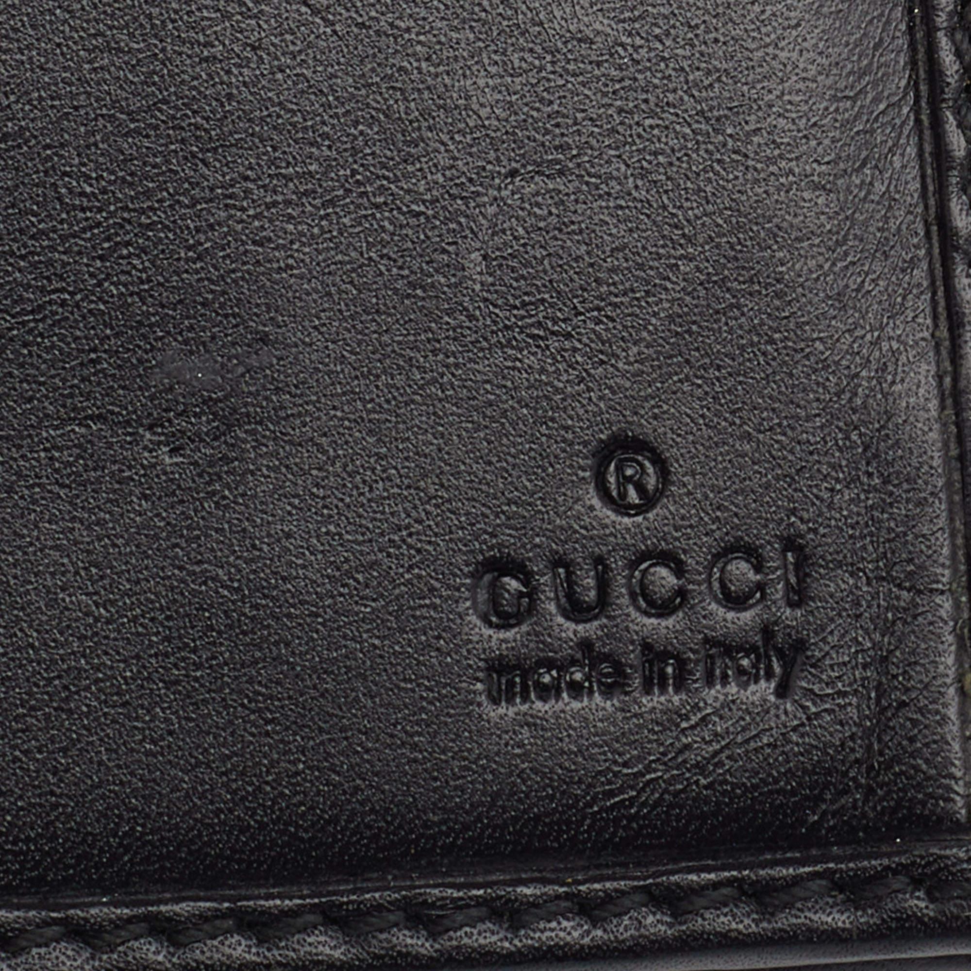 Gucci Black Guccissima Leather Bifold Flap Long Wallet 1