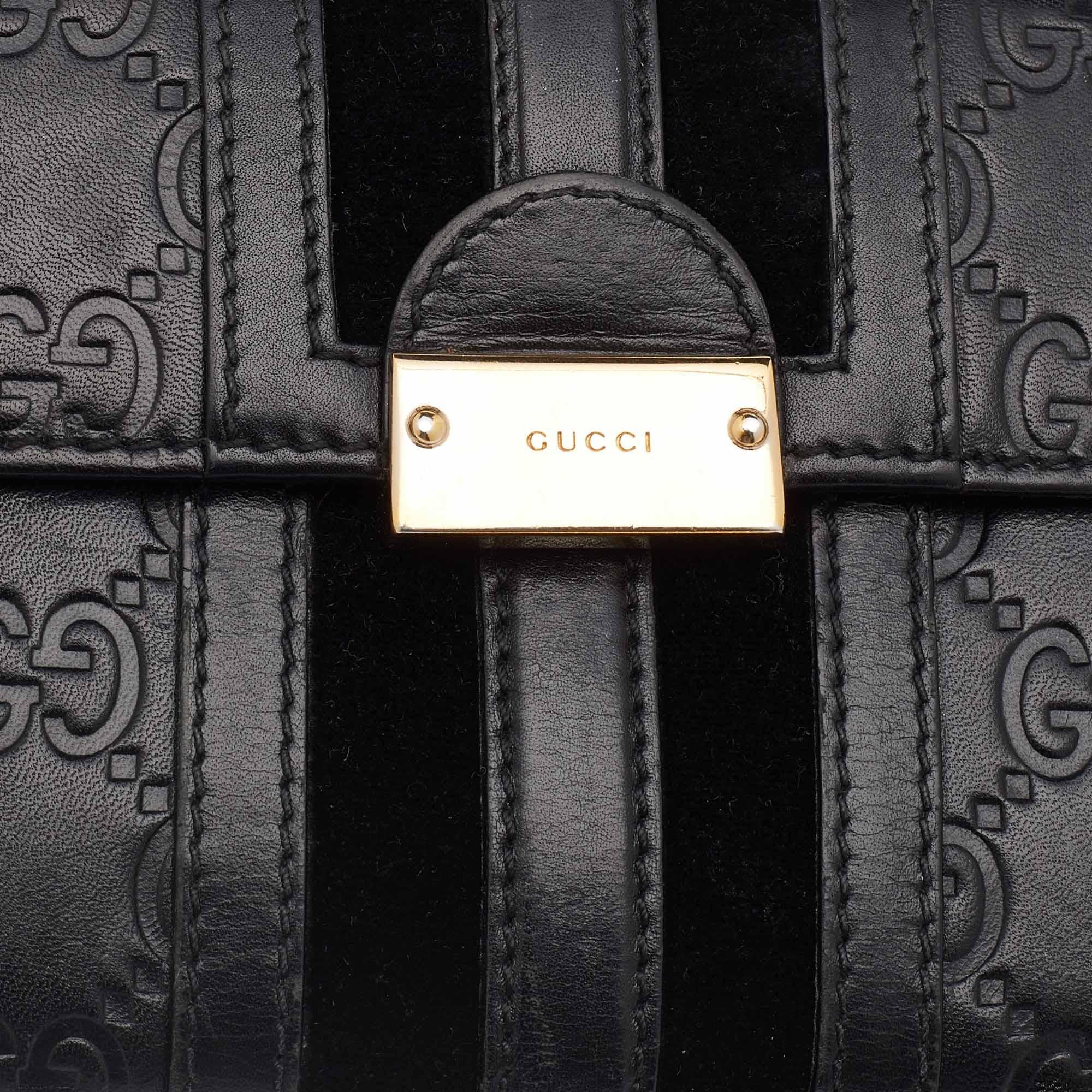 Gucci Black Guccissima Leather Bifold Flap Long Wallet 5