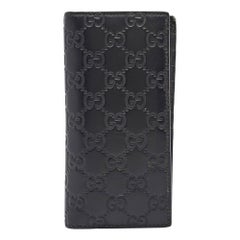 Gucci Black Guccissima Leather Bifold Long Wallet