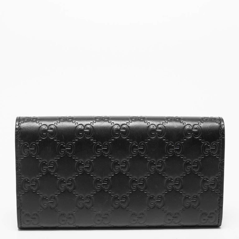 Gucci Black Guccissima Leather Bow Flap Continental Wallet at 1stDibs