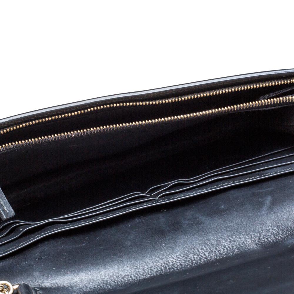 Gucci Schwarz Guccissima Leder Bow Flap Wallet auf Kette 6