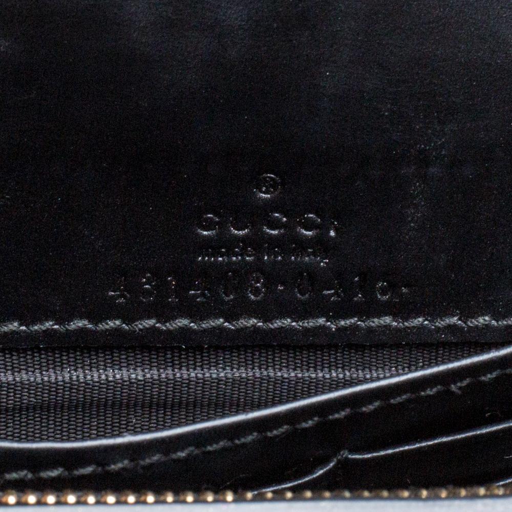 Gucci Black Guccissima Leather Bow Flap Wallet on Chain 1