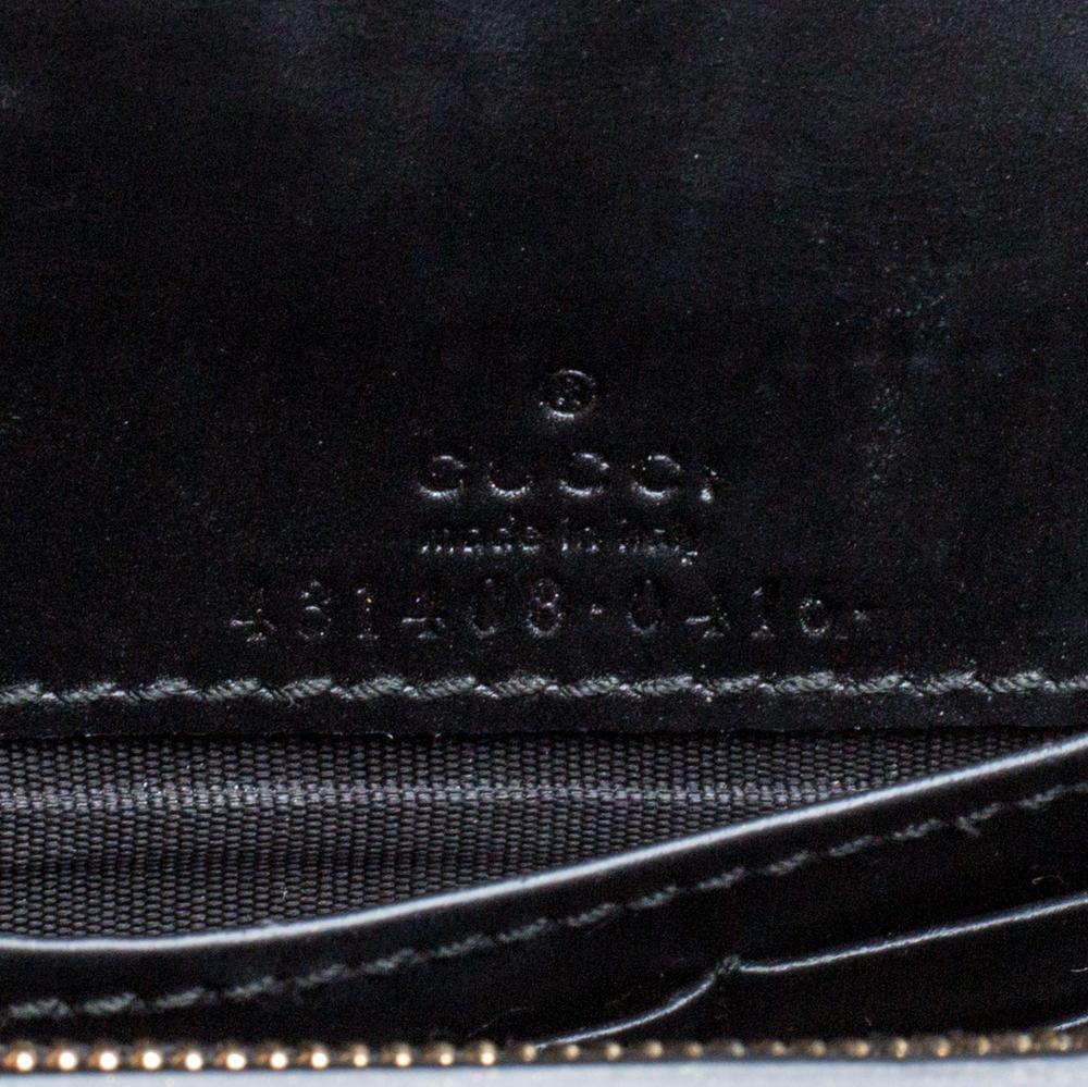 Gucci Schwarz Guccissima Leder Bow Flap Wallet auf Kette 4
