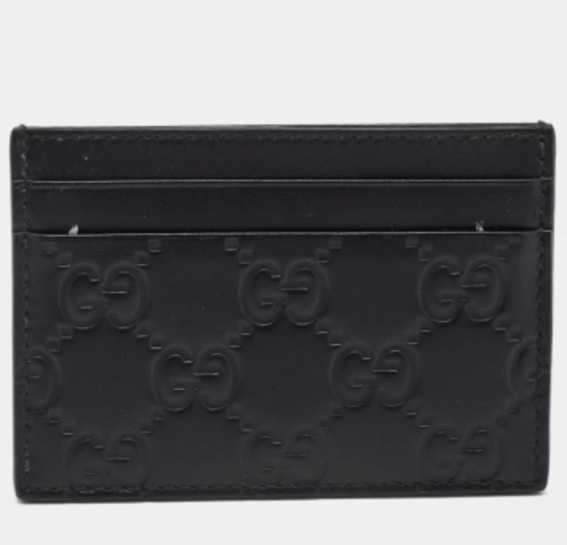 Donna Portacarte Gucci in pelle nera Guccissima in vendita