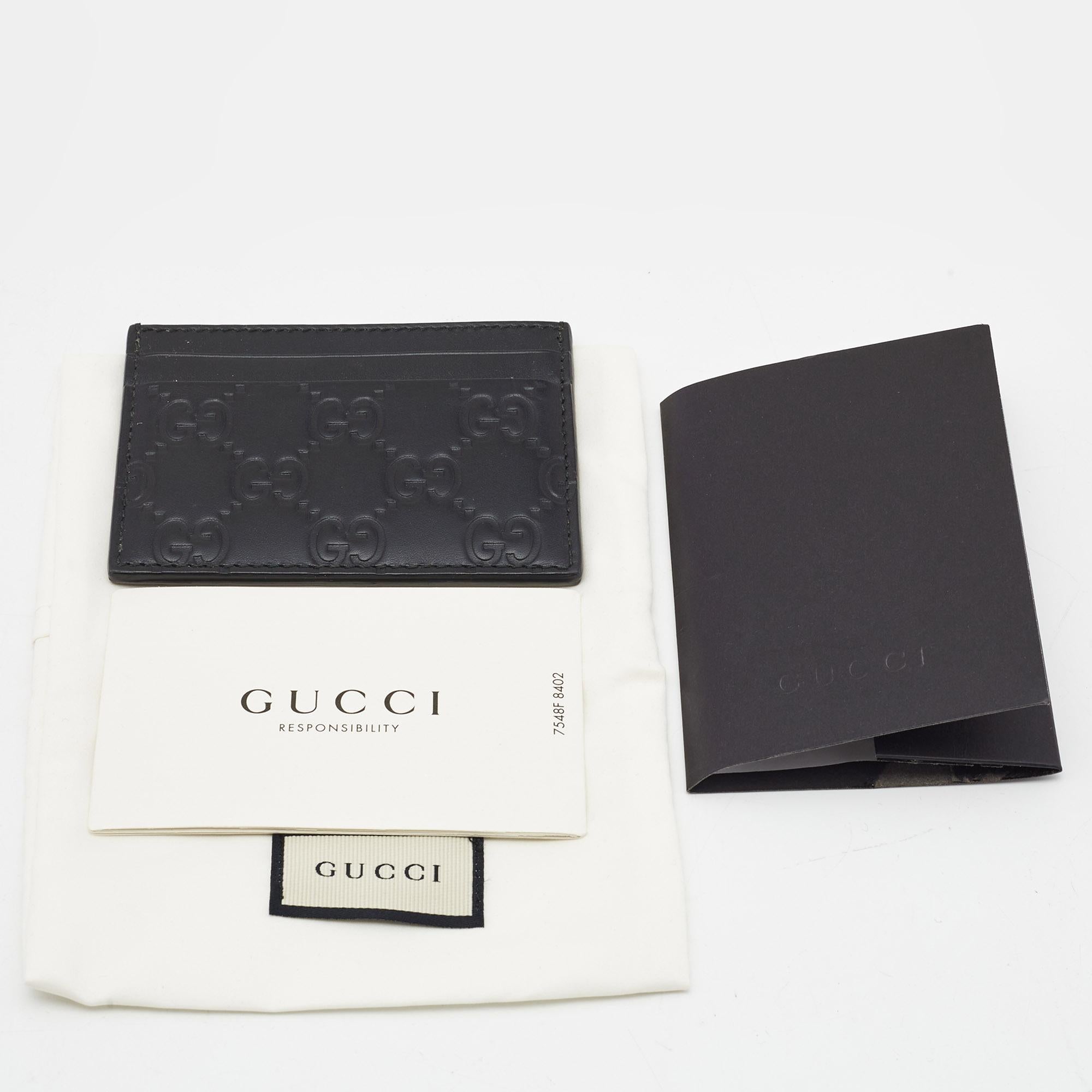 Gucci Black Guccissima Leather Card Holder For Sale 3