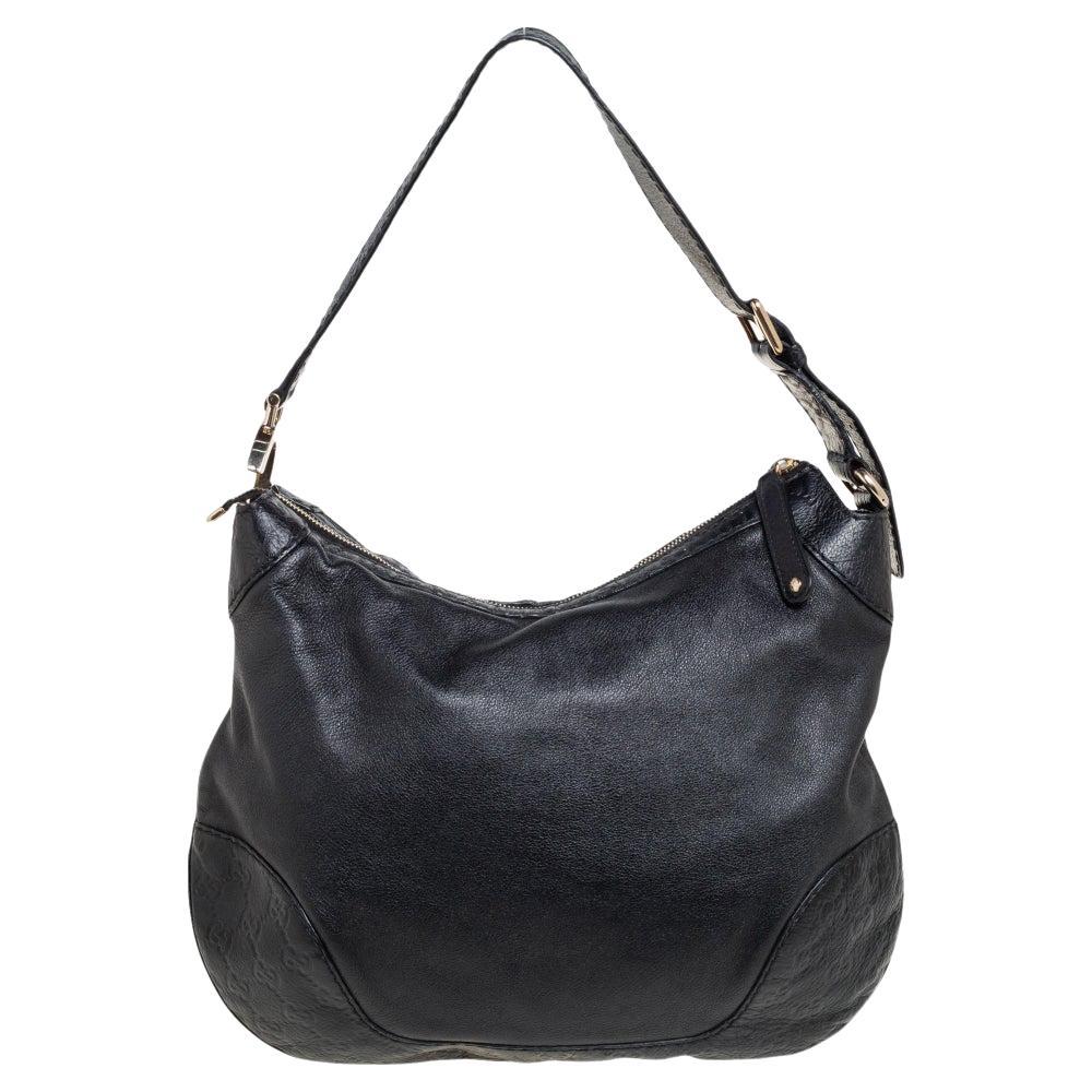 Gucci Black Guccissima Leather Charlotte Hobo