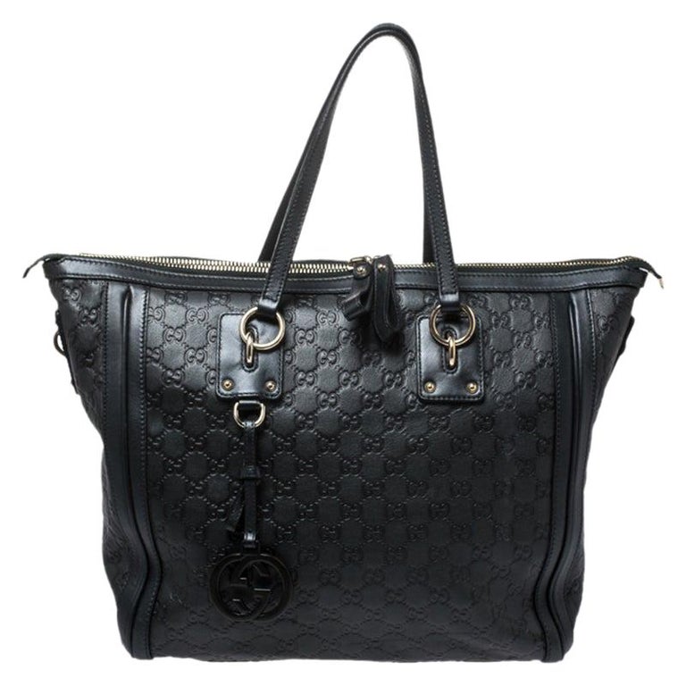 Gucci Black Guccissima Leather Charm Tote For Sale at 1stDibs