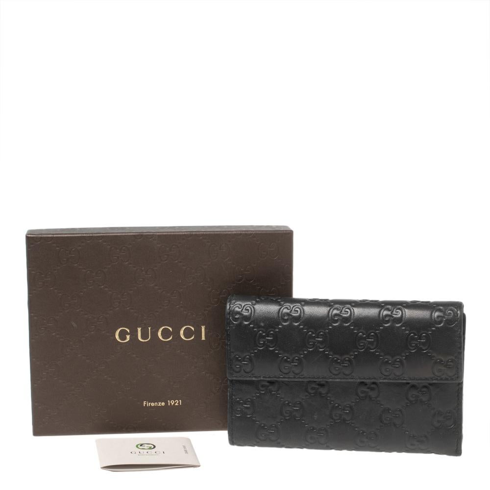 Gucci Black Guccissima Leather Continental Flap Wallet 9