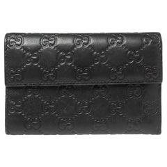 Gucci Black Guccissima Leather Continental Flap Wallet