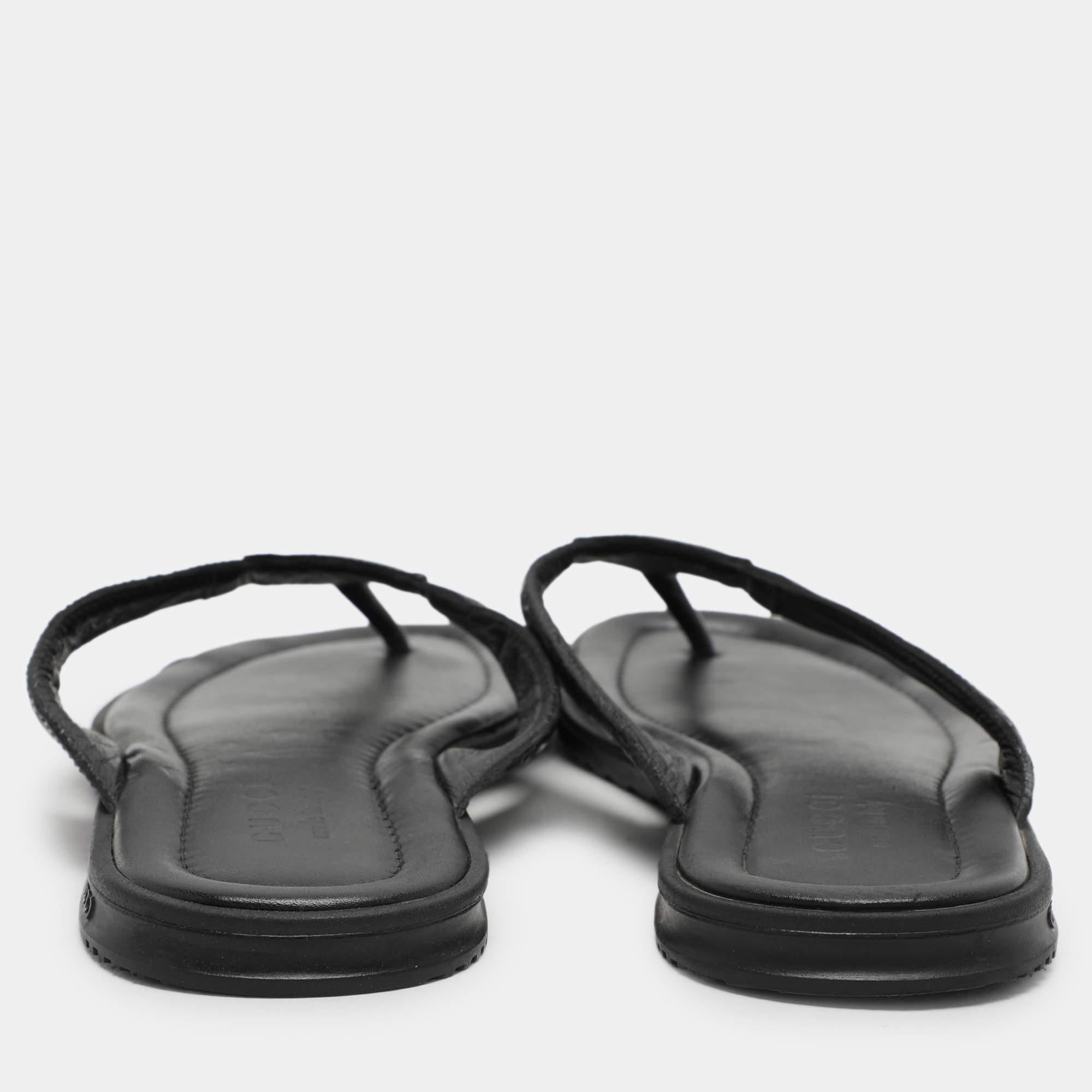 Gucci Black Guccissima Leather Criss Cross Flat Slides Size 43 1