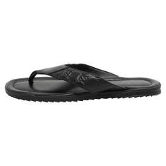 Gucci Black Guccissima Leather Criss Cross Flat Slides Size 43