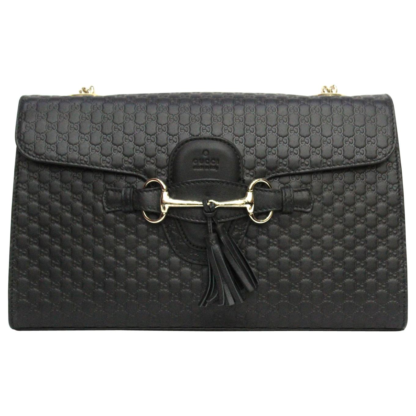 Gucci Black Guccissima Leather Emily Bag