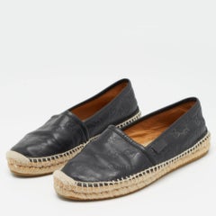 Gucci Black Guccissima Leather Espadrille Flats Size 37.5