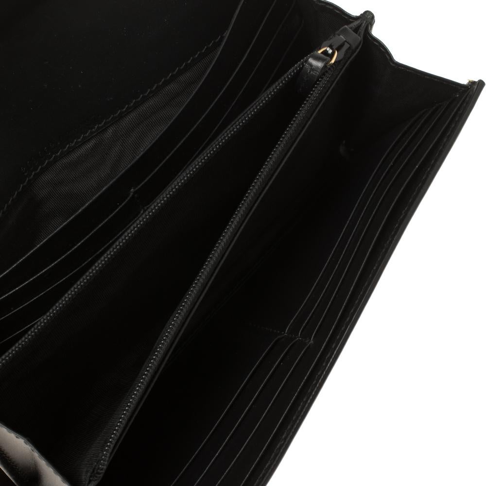 Gucci Schwarz Guccissima Leder GG Icon Continental Geldbörse 6