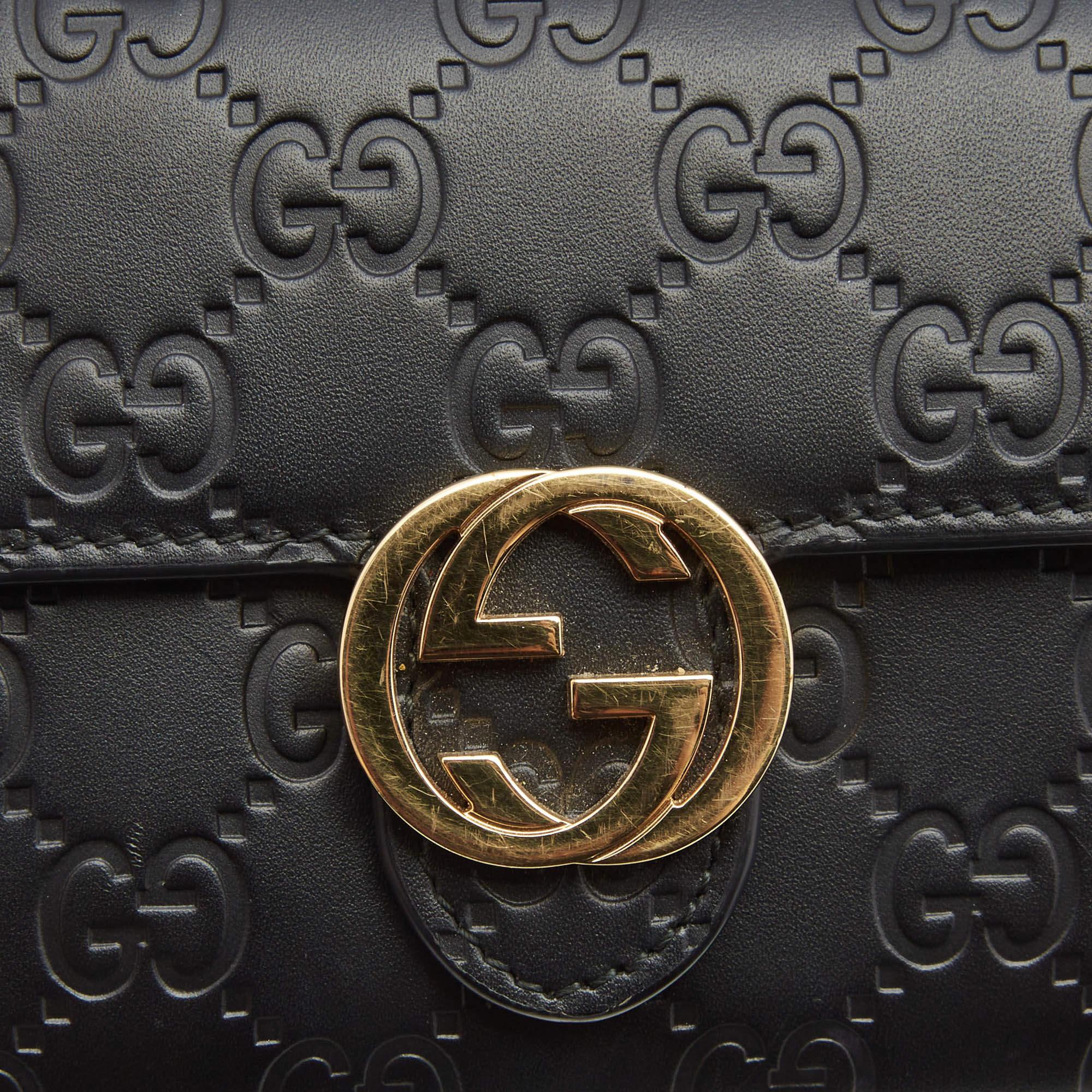 Gucci Black Guccissima Leather GG Icon Continental Wallet 1