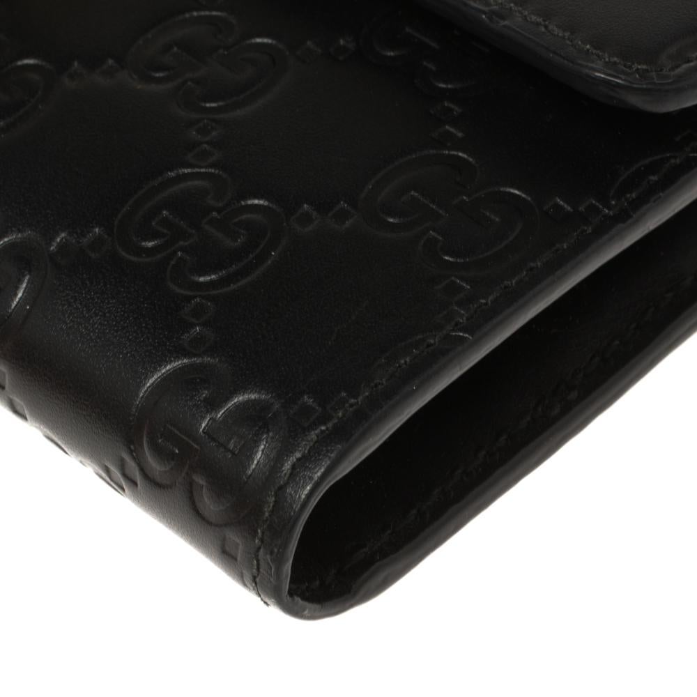 Gucci Schwarz Guccissima Leder GG Icon Continental Geldbörse 2