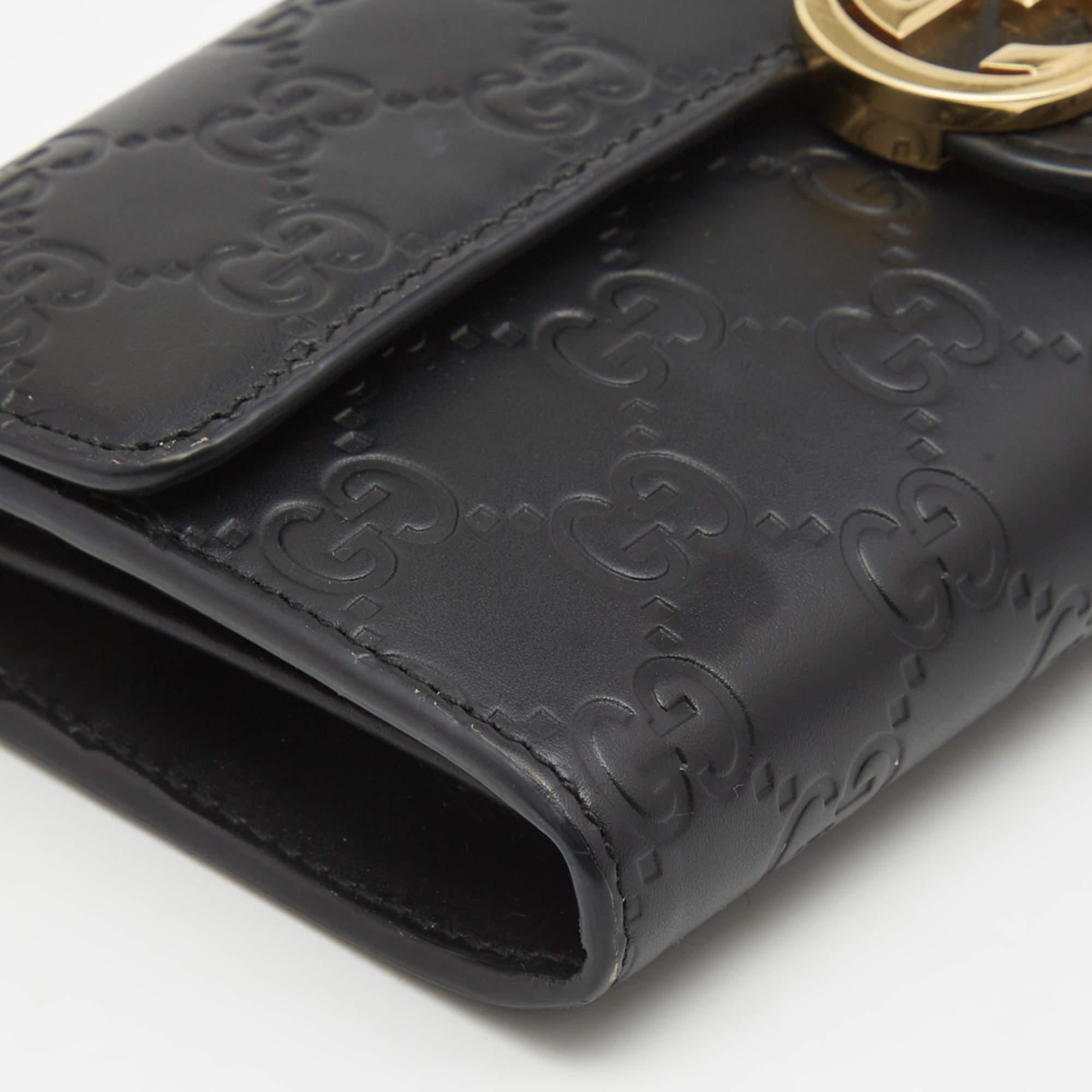 Gucci Black Guccissima Leather GG Icon Continental Wallet 2