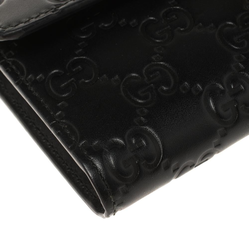 Gucci Schwarz Guccissima Leder GG Icon Continental Geldbörse 3