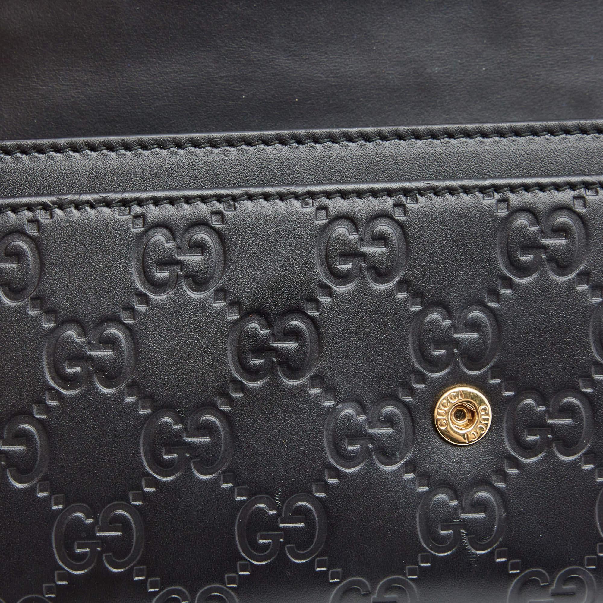 Gucci Black Guccissima Leather GG Icon Continental Wallet 4