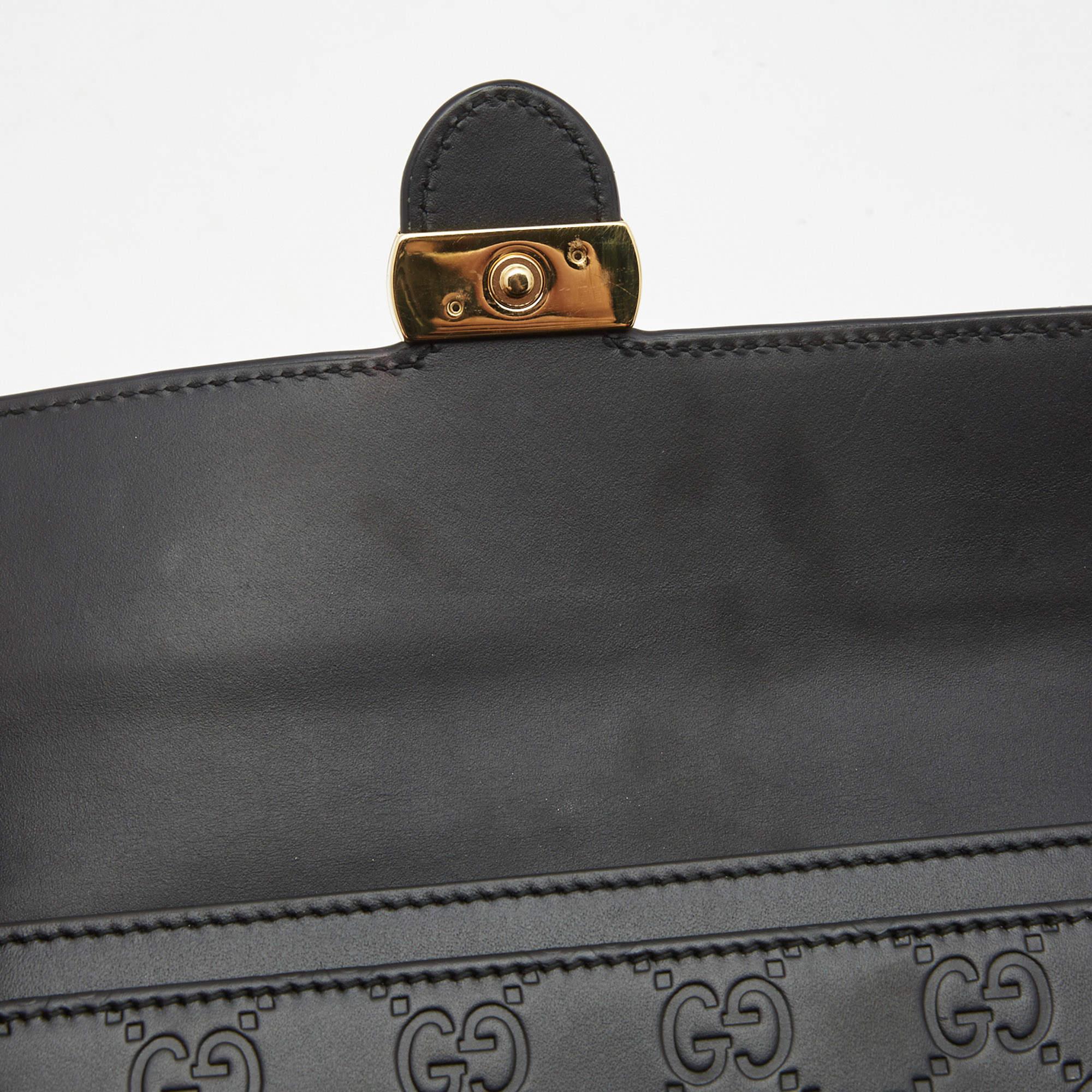 Gucci Black Guccissima Leather GG Icon Continental Wallet 5